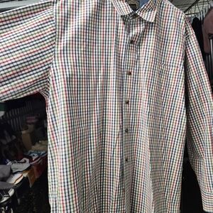 Geoffrey Beene Red, Blue, and White Checkered Shirt